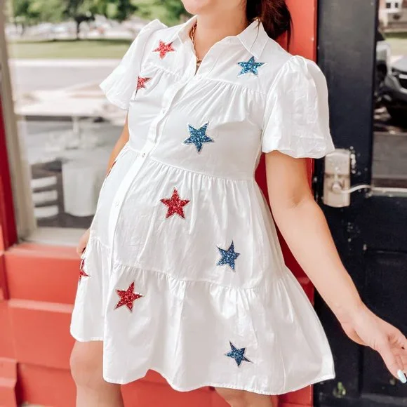 sequin patch dress Girls Star Patches Sequin Dress